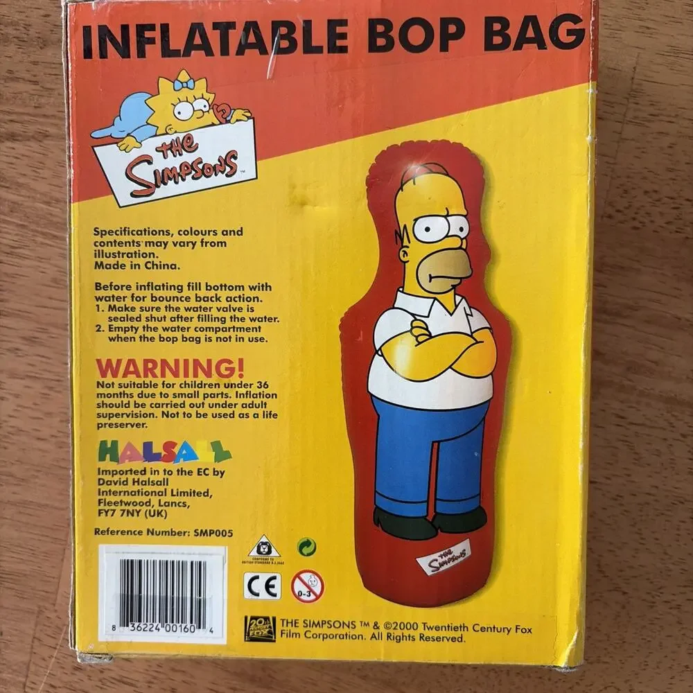 The Simpsons Homer Inflatable Bop Bag Boxed Vintage 2000 New